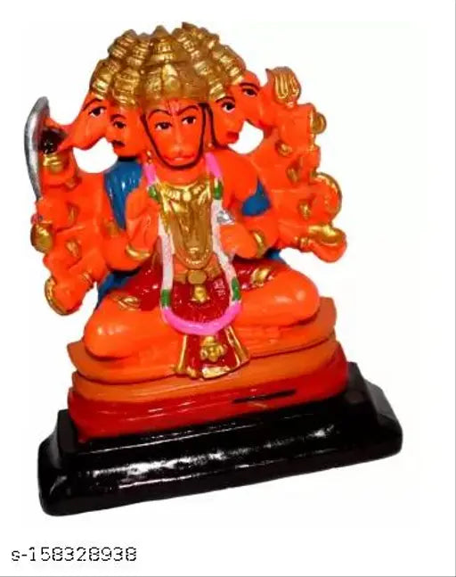 Multicolor Panchmukhi Hanuman idol statue, 11cm polyresin decor showpiece, Indian origin