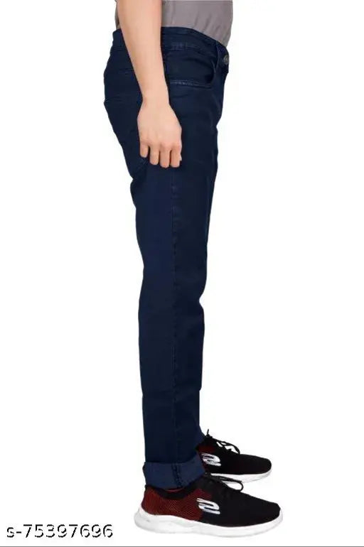 Just Black mens straight jeans, cotton solid, men's regular fit stretchable jeans, CBNBLUE color, size options available from 28-46 inches