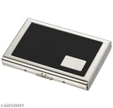Red metal RFID-blocking credit card holder wallet (5 compartments, 1 free size) with polished stainless design and leather front, perfect for both men and women