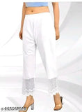 Viscose rayon, fashionable casual palazzo in white, comfortable everyday wear for women