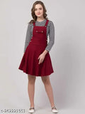 Marronn cotton blend sleeveless dungaree - solid net XS size, Indian made fashion