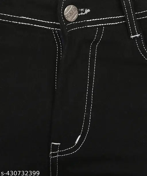 Dark blue denim cargo jeans with silver rivets