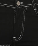 Dark blue denim cargo jeans with silver rivets