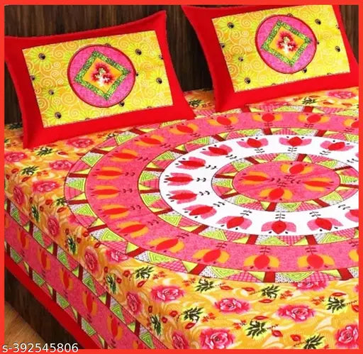 Rajsthani Pure Cotton Double Bed Bedsheets With 2 Color full Uniqe Bedsheet