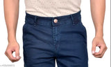 Navy blue denim jeans, classic men's fit