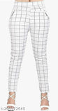 White grey SG Trendy jeggings combo, stretchy Lycra checked pattern women's/girls wear, Indian-made fashionable leggings combo on hanger