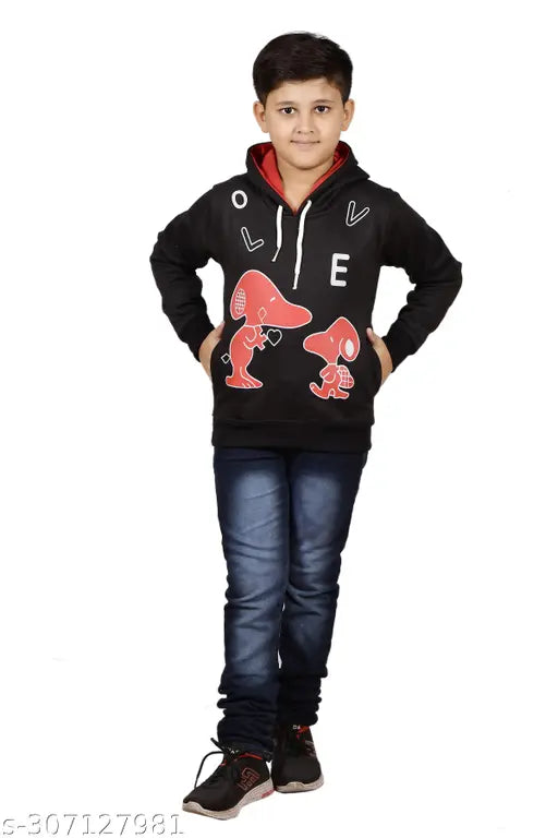 Boys wool sweatshirts with long sleeves, printed net design for kids wear. Comfortable in winters, made with finest fabric and double thread material. [Indian made kids hoody]