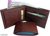 Tan artificial leather wallet, 10 card slots, modern and sophisticated design for men's formal or casual use