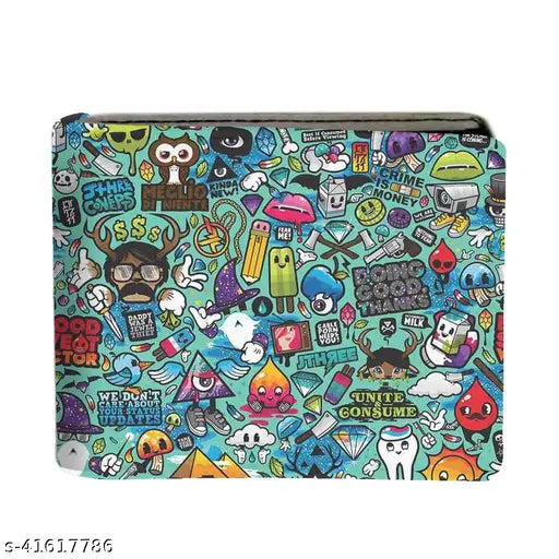 Multicolor canvas & leather wallet for boys, 6 card slots, vibrant print design on free size (12cm x 20cm)