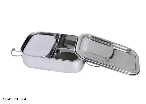 Silver stainless steel lunch box for kids