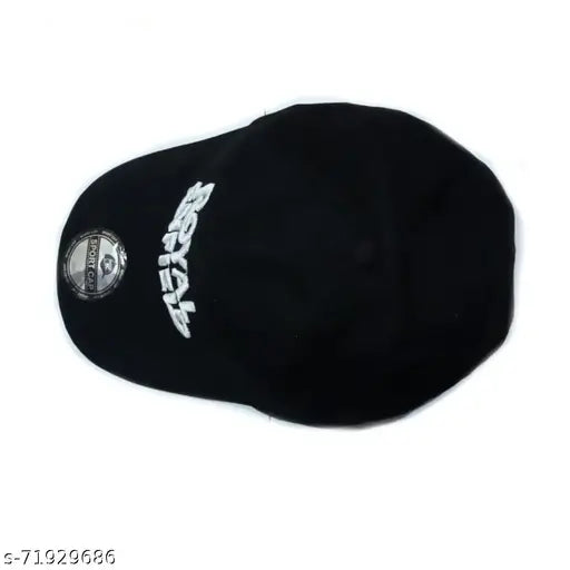 Black cotton embroidered net baseball cap - Royal Enfield running cap, black embroidered design on front