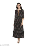 Cotton printed Aagyeyi Sensational kurti, three-quarter sleeves, L (Bust 38in, Size Length 44in) & XXL (Bust 42in, Size Length 44in). Indian women's fashion with a full button front