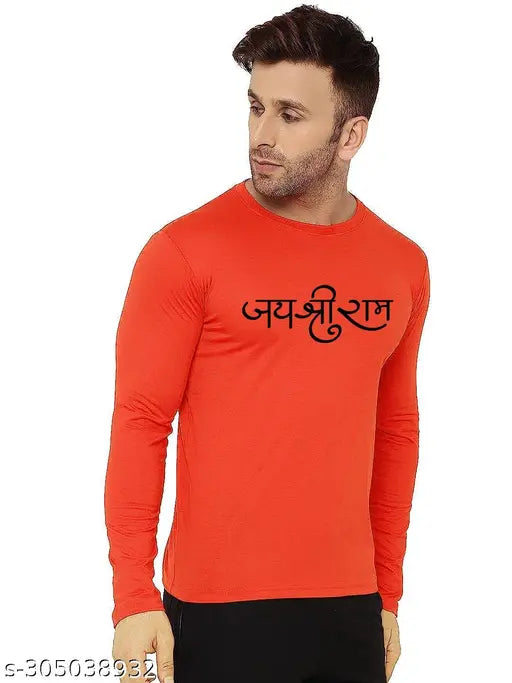 Jai Shree Ram printed polyester long sleeve t-shirt, premium quality export design for men & boys, India origin