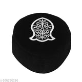 Fancy men's black cotton embroidered Islamic cap - One size, handmade in India