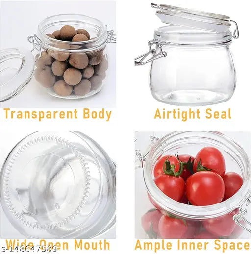 Clear glass jar airtight lid wide mouth storage canister jar dry food storage pasta spice beans flour