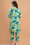 Green rayon 3-piece set: Shirt and pyjama with printed net design, high-quality rayon fabric, available in M, L, XL, XXL