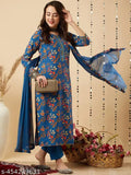New premium dupattas for women, with flower print on premium fabric, suitable for every occasion. Set includes one kurta and matching dupatta, with detailed embroidery