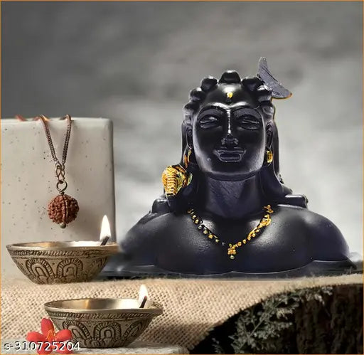 Adiyogi stone dust statue for car dashboard, Shiva idol (Height: 102 cm), Indian religious art form
