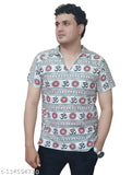 White OM men's cotton short sleeve T-shirt with printed design, size M-XXXL. Shirt on hanger
