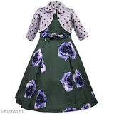 Silver Kraft girls long gown dress with jacket LF215, printed net, three-quarter sleeves, available in various sizes for kids aged 1-9 years