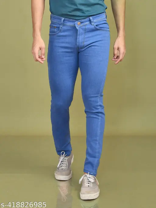 Reversible men's indigo denim jeans, versatile wardrobe staple made from cotton, mid-rise, straight-cut legs, suitable for various occasions, size 28, 30, 32, 34, 36, 38, 40, 42 (India)