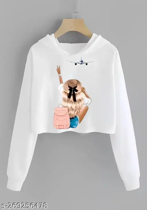 High-quality polyester crop top with hood, perfect for everyday wear by Nomadees. Checkered design, long sleeves, and available in sizes S-XXL. Comfortable and cool women's t-shirt for summer. Made in India