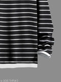 Black and white striped cotton-blend men's slim fit polo t-shirt on hanger