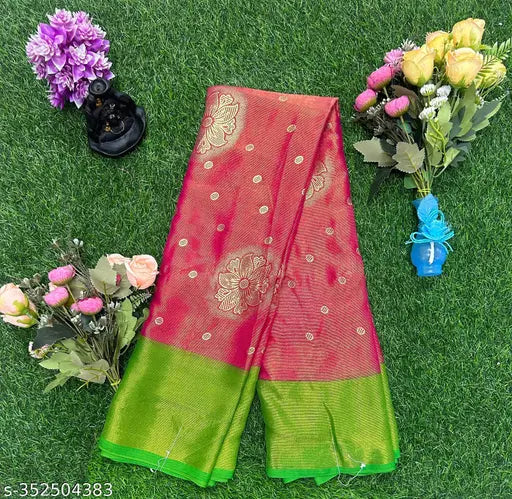 Chiffon foil printed saree with blouse, Indian wedding-party wear in free size (5.5m, 0.8m), embroidered net design