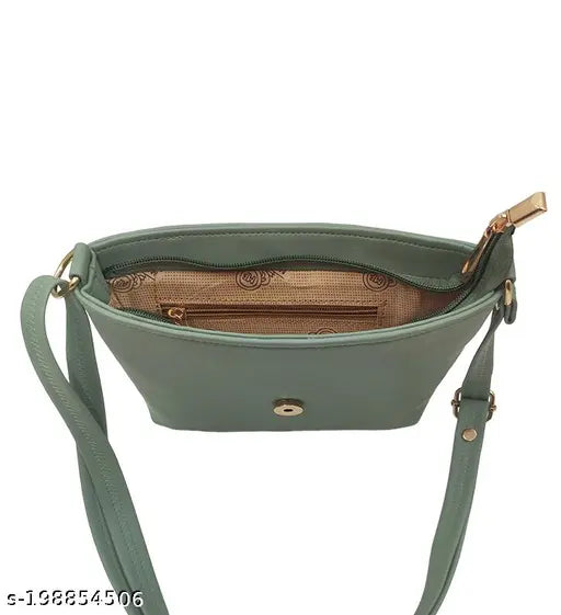 Purple sling bag with a small pocket, zip closure