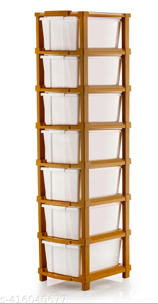 White modular storage system with 7 drawers