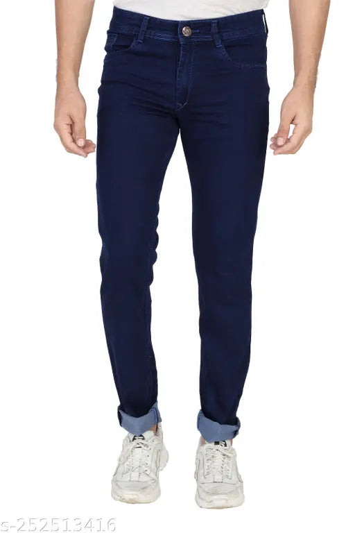Navy blue slim fit jeans for men