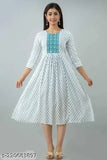 A blue and white patterned anarkali kurta