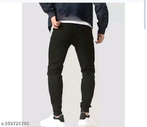 Black denim men's trouser PPF/RUF, placement print design, size 30/33" (India origin)