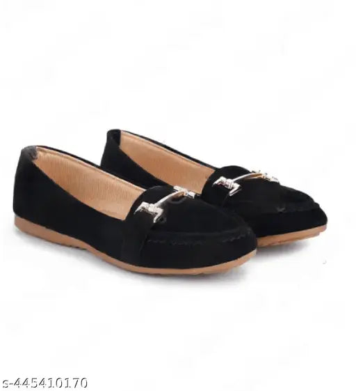 Black velvet ballerina flat shoes
