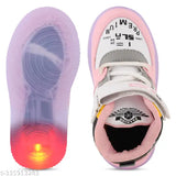 Handle Collection kids' lightweight pink velcro LED casual sports shoes with glow-in-the dark accents, suitable for tiny kids, ideal for outdoor play and night time adventures