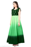 Georgette flair gown, brand new exclusive women's padding gown, fully stitched with short sleeves and zari woven net pattern. Size: S, M, L, XL, XXL (Bust sizes 36-44 in). Indian origin
