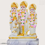 White resin Ram Darbar Murti with Sita Laxman Hanuman for Pooja room decor, 15 cm height