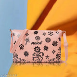 Pink floral side sling bag with a black zipper