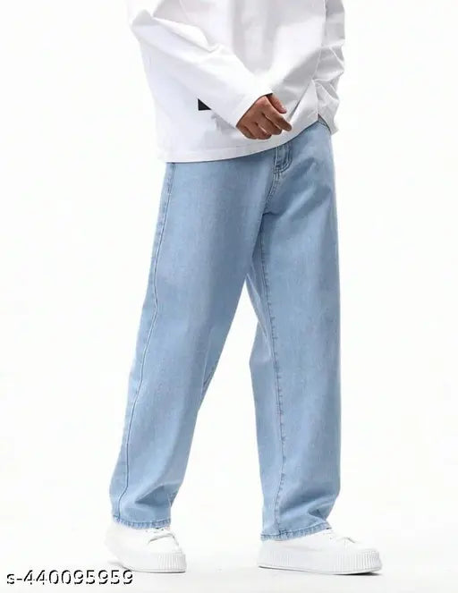 Wide leg denim jeans for men