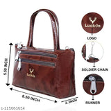 Genuine leather women's handbag for regular use, size L, measuring 850x550 inches. A mobile phone carry bag with multiple pockets and a side chain