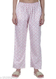 Pink and white checkered print women's casual style cotton pajamas combo pack track pants nightwear trendy fashion girls