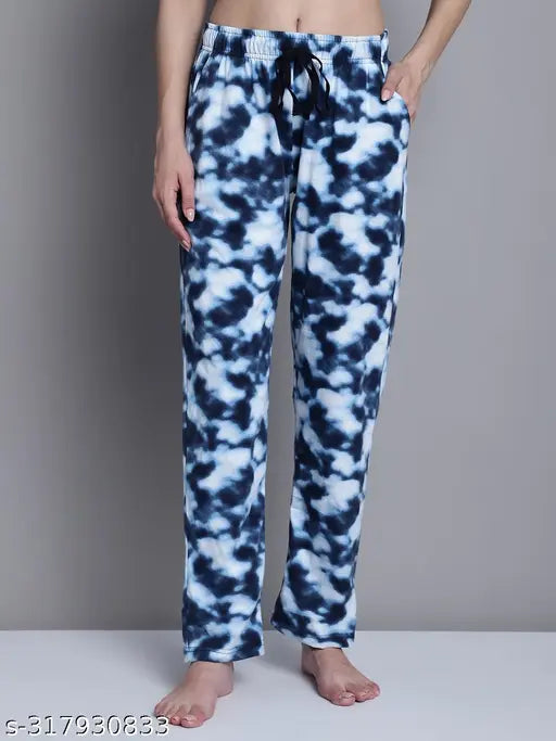Blue, knit cotton pajama pants. Women's nightwear lounge pants