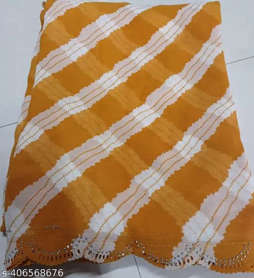 Orange and white geometric patterned shawl