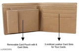 Cream faux leather men's wallet with 2 compartments, free size (11cm x 10cm), made in India