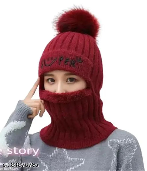 Soft red wool cap, trendy winter fashion accessory
