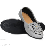 Synthetic textured ballerina flats for women, laser cut belly design - India sizes: IND-4, IND-5, IND-6, IND-7, IND-8, IND-9