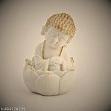 Marble resin Buddha figurine, Indian antique decor for living room, bedroom, or office desk and car dashboard (6.5cm L x 11.5cm H)