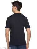 Black cotton round t-shirt with quirky print for men, made in India
