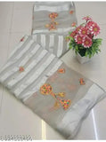 Chiffon Britannia Gold saree with cotton blend blouse, intricately embellished Indian bridal wear in free size (5.5m/0.8m)