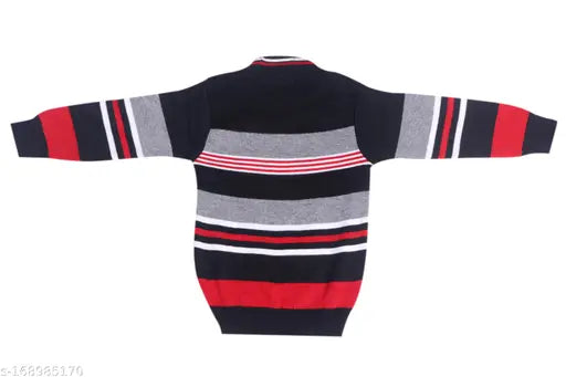 Cute striped wool baby boy sweater set, perfect for winter casual wear - India-made